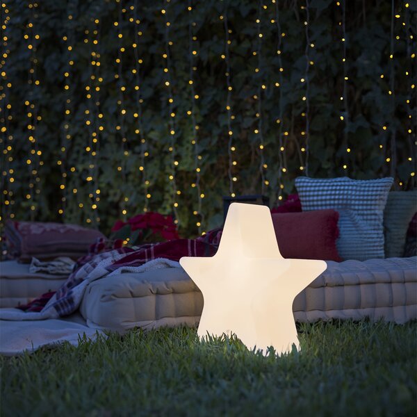 Vianočná stojaca lampa biela 45 cm vrátane nabíjateľného solárneho RGBW LED - Nova