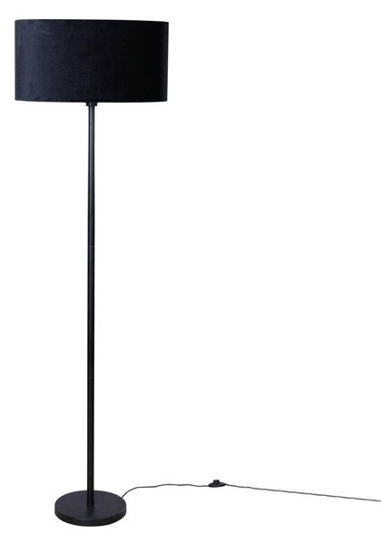 Stojacia lampa čierna s oválnym zamatovým tienidlom 50 cm - Simplo
