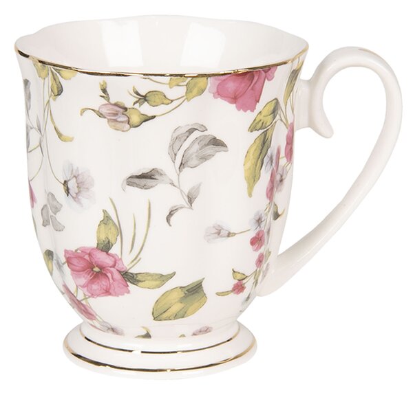 Šálka "kvetinový dekor", porcelán, 200ml, 11x8x9cm (6CE0839 Mug 11*8*9 cm / 200 ml)