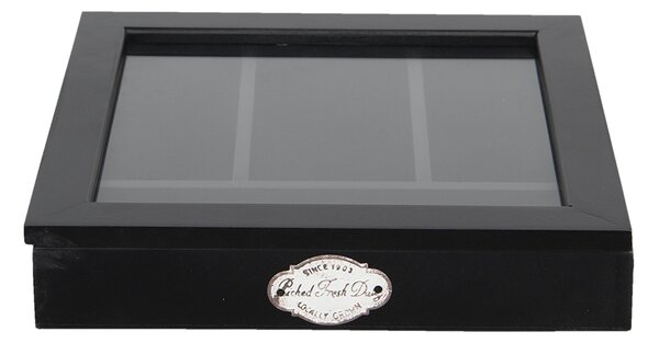 Vintage drevený príborník, čierna, 30x30x8cm (6H1583Z Cutlery tray 30*30*8 cm)