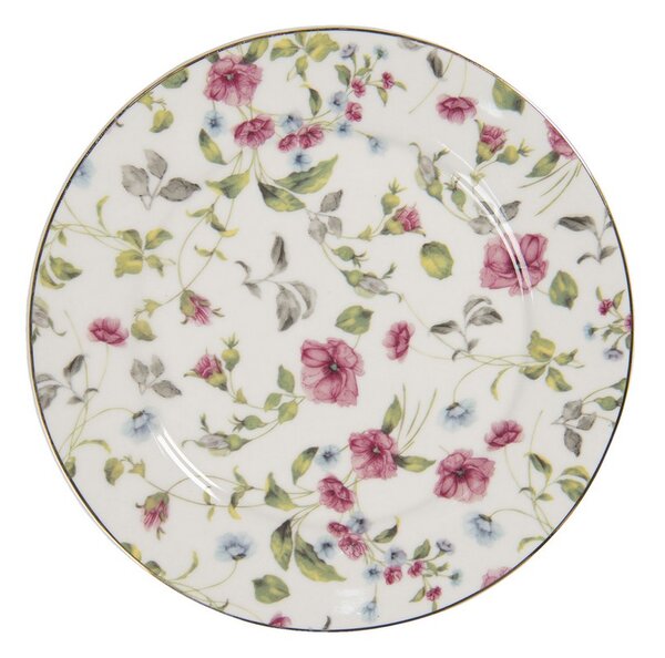 Dezertný tanier "kvetinový dekor", porcelán, 21x2 cm (POPDP Small plate ? 21*2 cm)