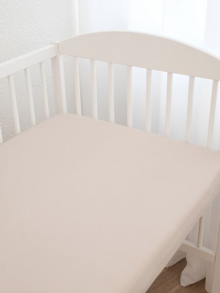 Jersey plachta do postieľky s elastanom Deluxe 60 × 120 cm – prírodná