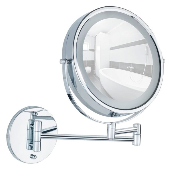 Kozmetické zrkadlo s osvetlením/zväčšovacie (5x) ø 17,5 cm Power-Loc Lumi – Wenko