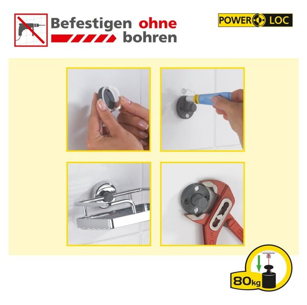 Kozmetické zrkadlo s osvetlením/zväčšovacie (5x) ø 17,5 cm Power-Loc Lumi – Wenko