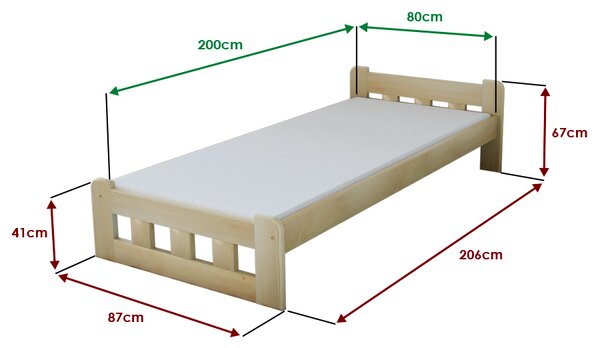 Posteľ Naomi zvýšená 80 x 200 cm, dub Rošt: Bez roštu, Matrac: Bez matraca