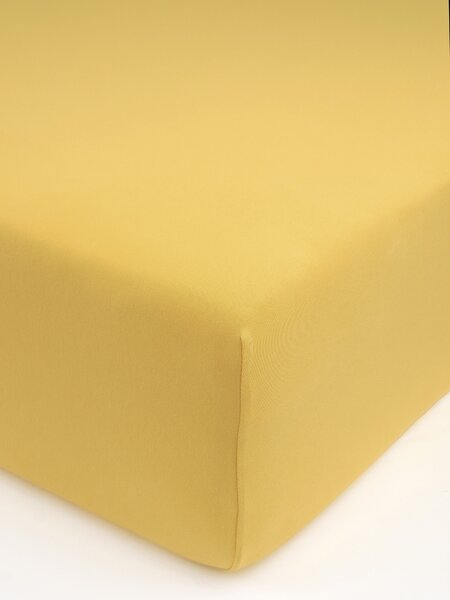 Jersey plachta s elastanom Deluxe 90 × 200 cm – horčicová