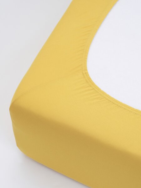 Jersey plachta s elastanom Deluxe 90 × 200 cm – horčicová