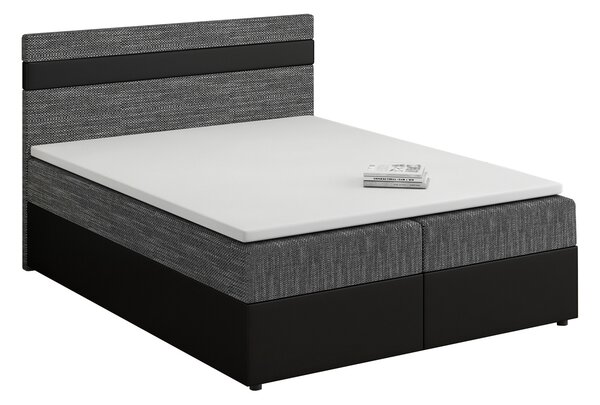 Manželská posteľ Boxspring 140x200 cm Mimosa (melíorvaná sivá + čierna) (s roštom a matracom). Vlastná spoľahlivá doprava až k Vám domov. 1007799