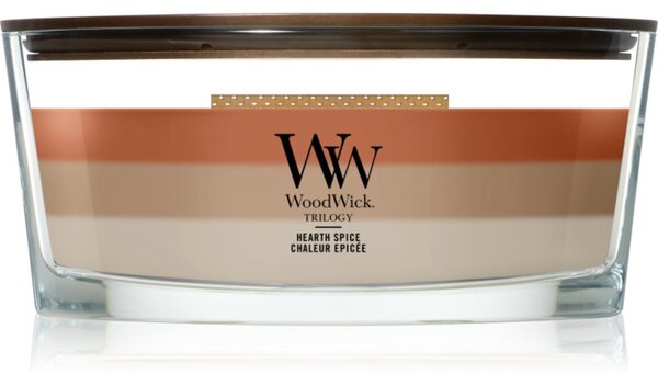 Woodwick Trilogy Hearth Spice vonná sviečka s dreveným knotom 453.6 g