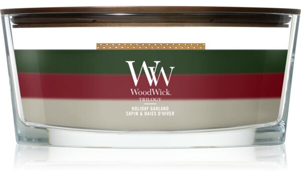 Woodwick Trilogy Holiday Garland vonná sviečka s dreveným knotom 453.6 g