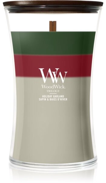 Woodwick Trilogy Holiday Garland vonná sviečka s dreveným knotom 610 g