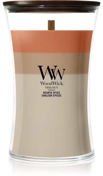Woodwick Trilogy Hearth Spice vonná sviečka s dreveným knotom 610 g