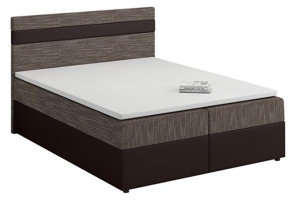 Manželská posteľ Boxspring 180x200 cm Mimosa (melírovaná hnedá + tmavohnedá) (s roštom a matracom). Vlastná spoľahlivá doprava až k Vám domov. 1007815