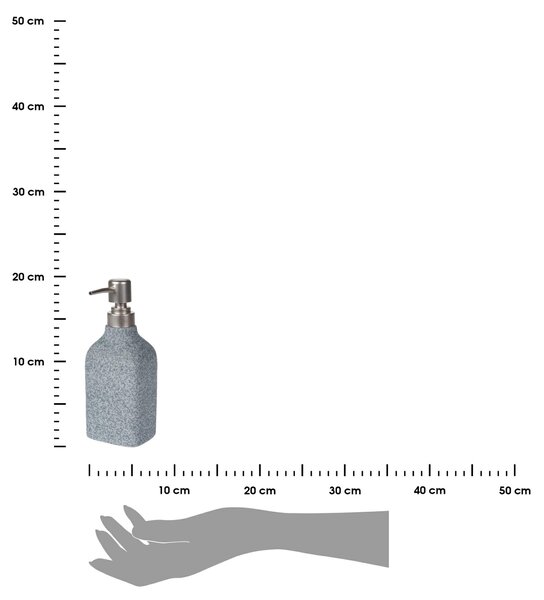 Dávkovač mydla Stone, sivá/s prvkami vo farbe nerez, 260 ml