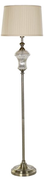 Podlahová lampa "Romantic" s tienidlom, kov-sklo, mosadzná, 40x40x166 cm (LA-189659 FLOOR LAMP METAL GLASS 40X40X166 BEIGE)