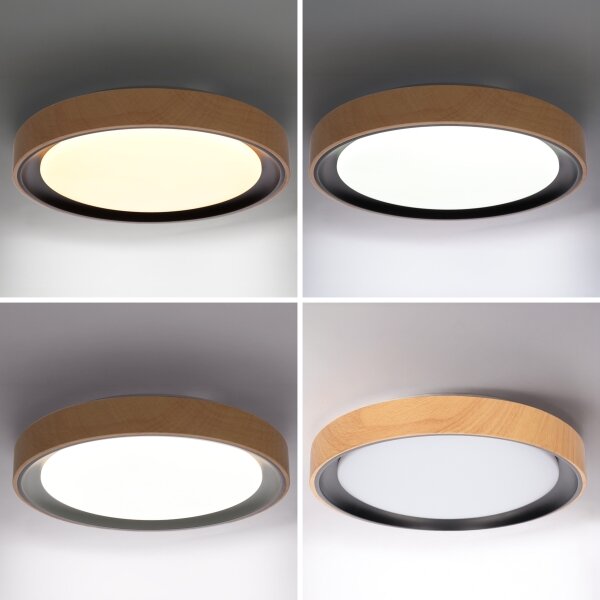 Brilagi - LED stmievateľné stropné svietidlo FLOCO LED/48W/230V pr. 40 cm drevo/čierna+DO