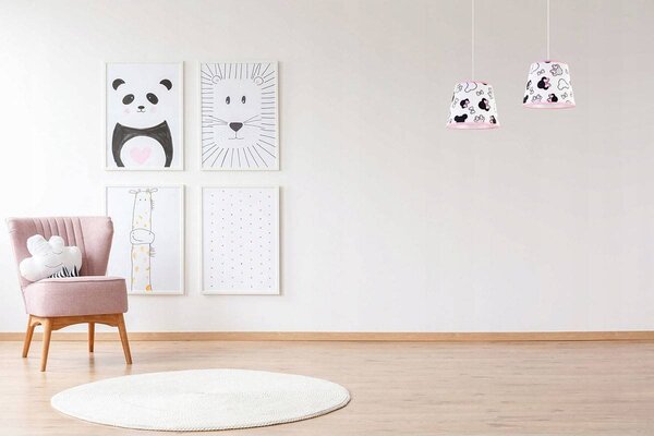Detské závesné svietidlo Minnie, 2x textilné tienidlo so vzorom, s