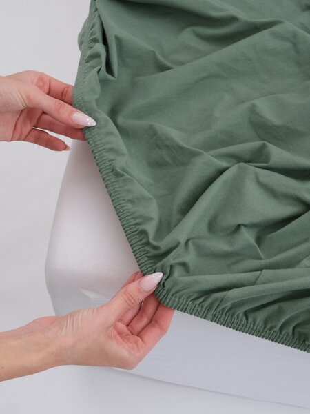 Jersey plachta s elastanom Deluxe 90 × 200 cm – olivová
