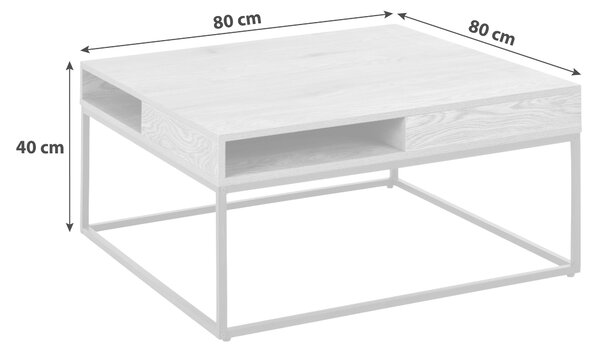 KONFERENČNÝ STOLÍK, čierna, farba jaseňa, kov, kompozitné drevo, 80/80/40 cm MID.YOU - Stolíky do obývačky, Online Only