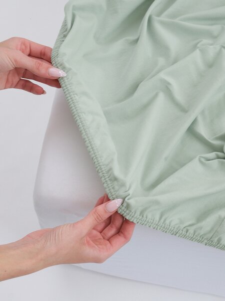 Jersey plachta s elastanom Deluxe 90 × 200 cm – sivozelená