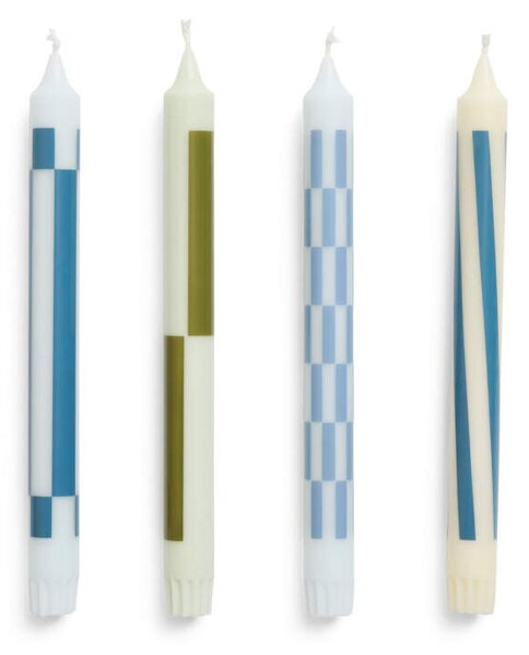 HAY Sviečky Pattern Candle set 4ks, green and blues