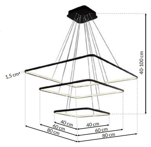 Závesné LED svietidlo Nix, 3x LED 117w, 3000k, b