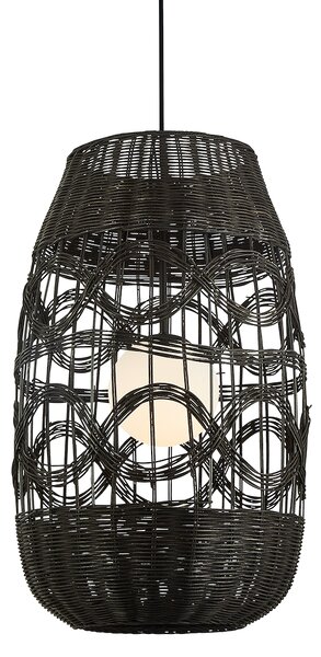 Závesné svietidlo Arona, 1x čierne ratanové tienidlo, (fi 40cm), b
