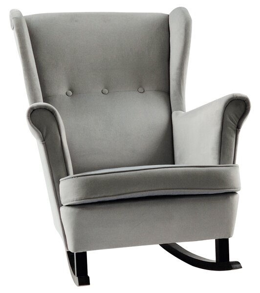 KONDELA Hojdacie kreslo ušiak, svetlosivá/čierna, TEJA