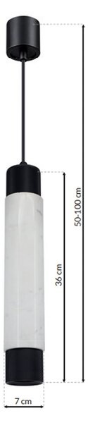 Závesné svietidlo Marble, 1x mramorové/čierne kovové tienidlo, w
