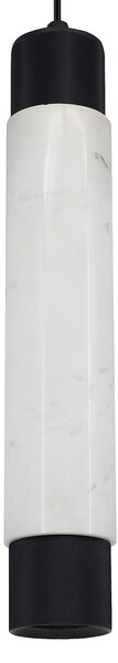 Závesné svietidlo Marble, 1x mramorové/čierne kovové tienidlo, w