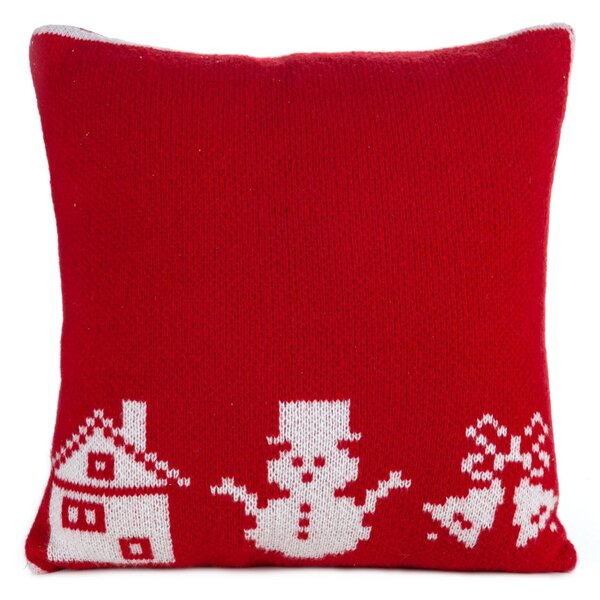 VIANOČNÁ DEKORAČNÁ OBLIEČKA NA VANKÚŠ SNOWMAN 1KS 45X45 CM ČERVENÁ