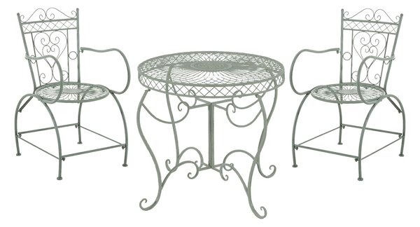 Súprava kovových stoličiek a stola Sheela (SET 2+1) - Zelená antik