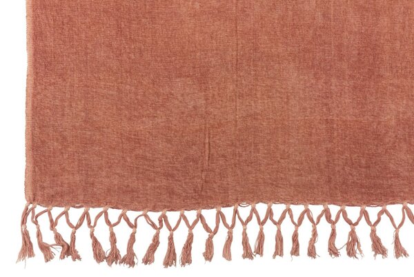 Ružový pléd so strapcami a viskózou Plaid Tassel – 170*130*0,5 cm - J-Line by Jolipa
