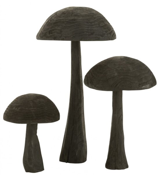 Malý černý dřevěný dekorativní hříbek – 28*28*39 cm - J-Line by Jolipa