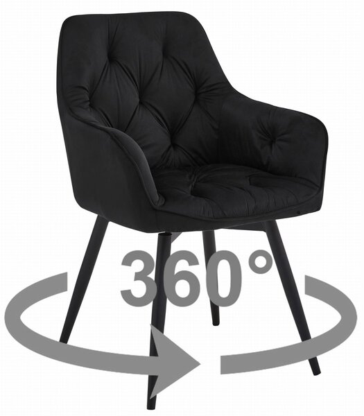 Otočné jedálenské kreslo JORK360 VELVET čierne