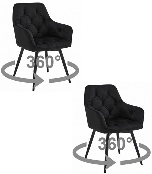 Otočné jedálenské kreslo JORK360 VELVET čierne