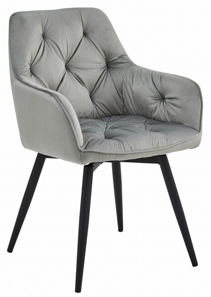 Otočné jedálenské kreslo JORK360 VELVET, svetlosivé