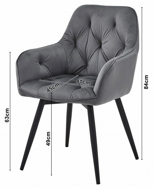 Otočné jedálenské kreslo JORK360 VELVET, svetlosivé