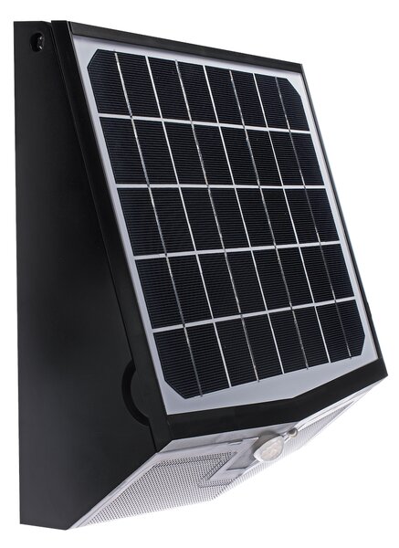 Exteriérové solárne nástenné LED svietidlo Solar, 1x LED 15w, čierna, pohybový senzor, ovládač