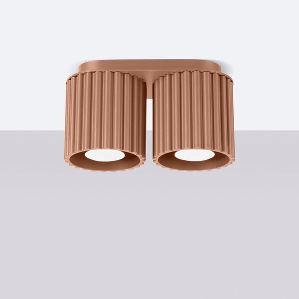 Stropné svietidlo Aura, 2x hnedé hliníkové tienidlo, (10 cm)