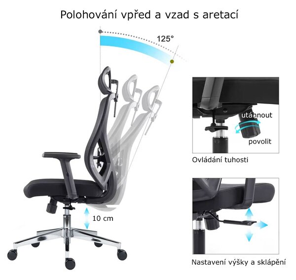 Kancelárska ergonomická stolička Neoseat FLEX PRO — čierna, nosnosť 150 kg