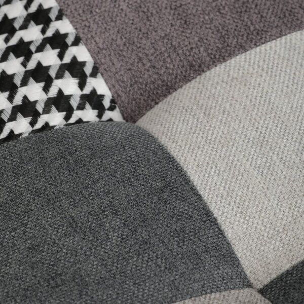 Relaxačné kreslo ušiak LISA + taburet — masív, látka, čiernobiely patchwork
