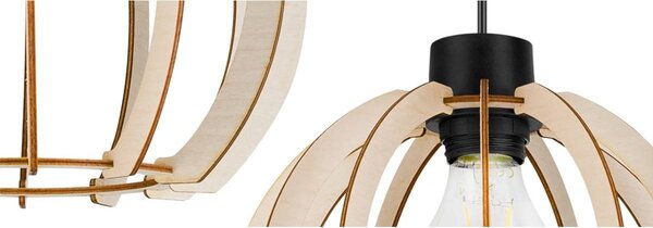 Závesné svietidlo Timber 9, 1x drevené tienidlo