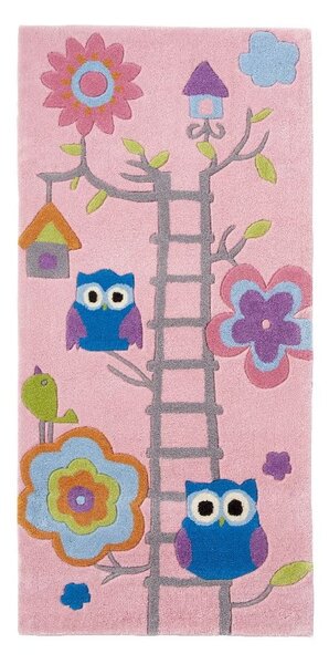 Ružový detský ručne tuftovaný koberec Think Rugs Hong Kong Kiddo Pinkie, 70 × 140 cm