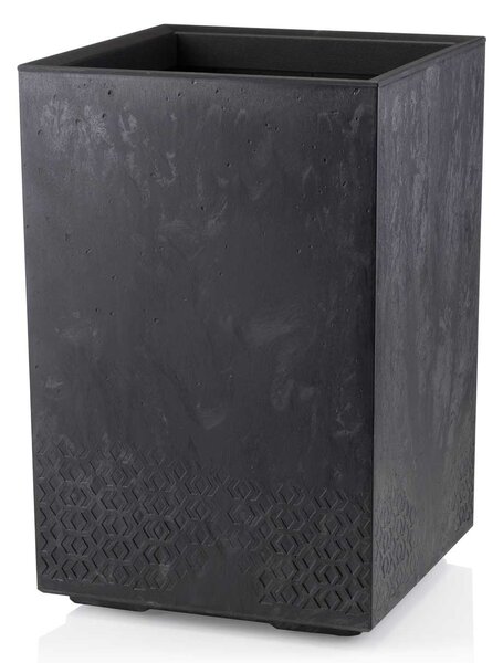PLASTOVÝ KVETINÁČ NA KOLIESKACH BETONIQUE 60X40X40 CM IMITÁCIA BETÓNU ČIERNA