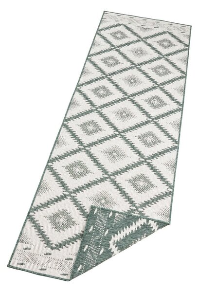 Zeleno-krémový vonkajší koberec NORTHRUGS Malibu, 250 x 80 cm