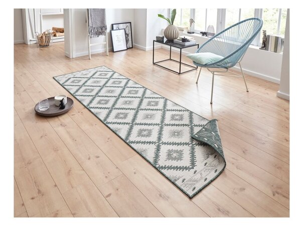 Zeleno-krémový vonkajší koberec NORTHRUGS Malibu, 250 x 80 cm