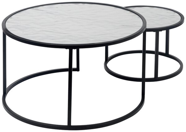 SADA KONFERENČNÝCH STOLÍKOV, čierna, strieborná, kov, sklo, kompozitné drevo, 80/44,5/80 cm MID.YOU - Stolíky do obývačky, Online Only