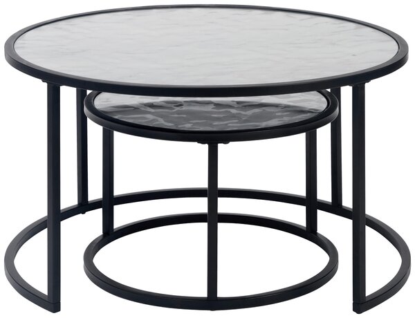 SADA KONFERENČNÝCH STOLÍKOV, čierna, strieborná, kov, sklo, kompozitné drevo, 80/44,5/80 cm MID.YOU - Stolíky do obývačky, Online Only