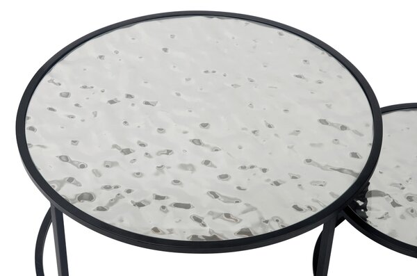 SADA KONFERENČNÝCH STOLÍKOV, čierna, strieborná, kov, sklo, kompozitné drevo, 80/44,5/80 cm MID.YOU - Stolíky do obývačky, Online Only
